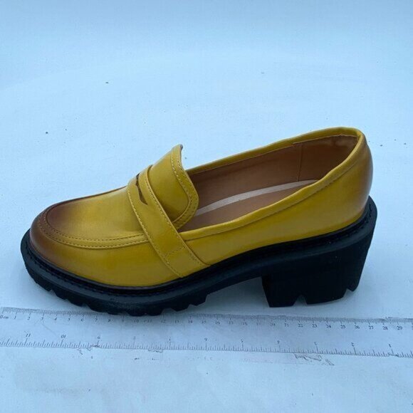 Womens Platform Loafers Lug Sole Chunky Heel Non Slip Faux Leather Casual - Picture 2 of 7